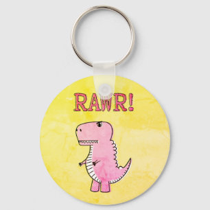 Porte-clés Carton rose Mignonne Et En Colère T-Rex Vieux Papi