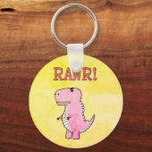 Porte-clés Carton rose Mignonne Et En Colère T-Rex Vieux Papi (Recto)