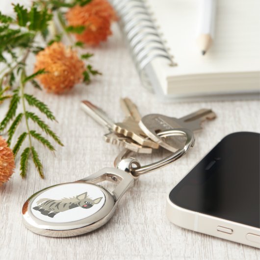 Porte-clés Cartoon affamé mignon Porte - clé en métal Hyena r (Côté )