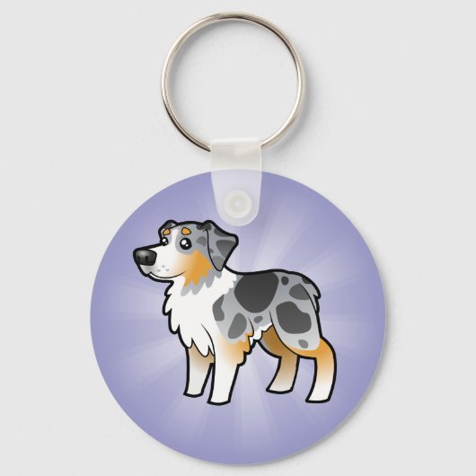 Porte-clés Cartoon Australian Shepherd (Recto)