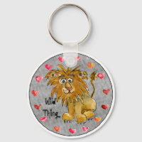 Cartoon Coeurs Lion Couleur/Texte Porte - clés per
