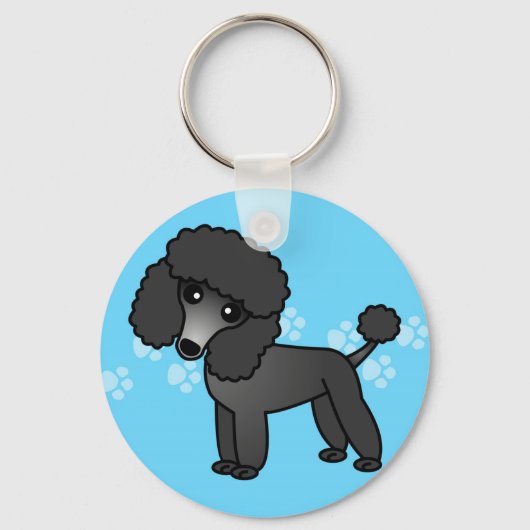 Porte-clés Cartoon de caniche noir mignon (Recto)