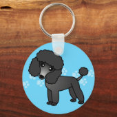 Porte-clés Cartoon de caniche noir mignon (Recto)