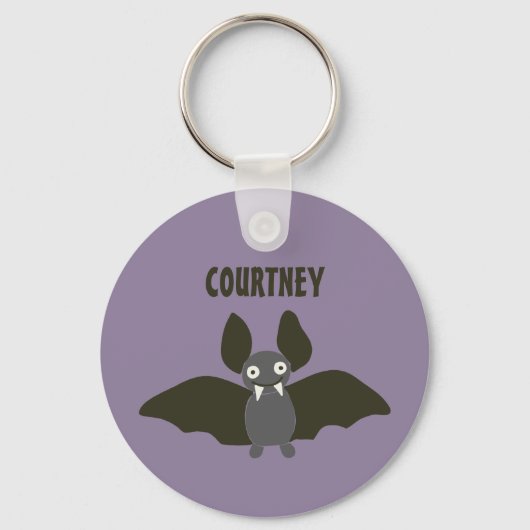 Porte-clés Cartoon de chauve-souris personnalisé Smoky Purple (Recto)