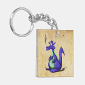Porte-clés Cartoon de dragon violet inquiété (Devant gauche)
