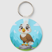 Porte-clés Cartoon Eagle on Rock – Cute Vector Character (Verso)