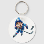 Porte-clés Cartoon Hockey Player Skating with Intense Express (Verso)