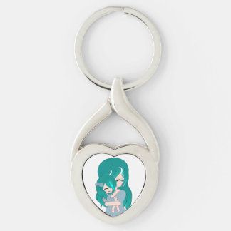 Porte-clés Cartoon mère & fille Heart Keychain