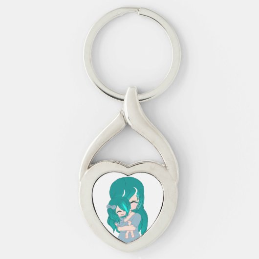 Porte-clés Cartoon mère & fille Heart Keychain (Devant)