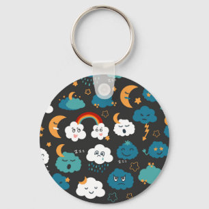 Porte-clés Cartoon Météo Prévision Motif sans couture