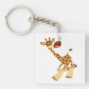 Porte-clés Cartoon mignon Ambling Giraffe Acrylique Porte - c
