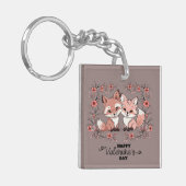 Porte-clés Cartoon mignon Fox Amateurs Coeurs Saint Valentin (Devant gauche)
