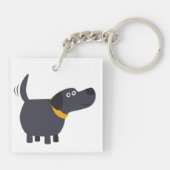 Porte-clés Cartoon mignon noir Labrador Porte - clé acrylique (Dos)