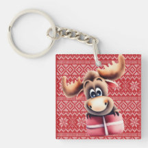 Cartoon Moose avec cadeau de Noël
