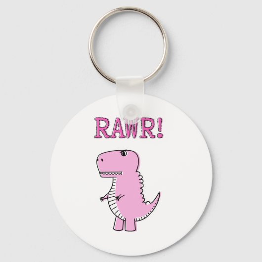 Porte-clés Cartoon T-Rex Dinosaur Mignonne Et Rose En Colère (Recto)