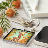 Porte-clés Cartoon Tropical Cute Baby Giraffe (Devant Droit)