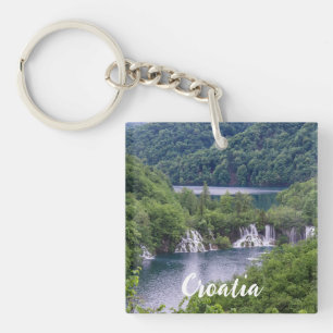 Porte-clés Cascade cascade avec forêt verte en Croatie