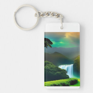 Porte-clés Cascade tropicale porte - clé rectangulaire acryli