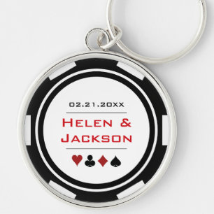 Porte-clés Casino Poker Chip Rouge Noir Blanc Mariage Favoris