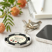 Porte-clés Casino Thème Black White Poker Chip Anniversaire (Côté)