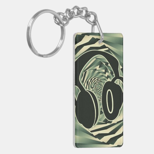 Porte-clés Casque cool vert spirale à deux tons (Devant gauche)