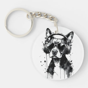 Porte-clés Casque de chien cool Cute Animaux de compagnie enc