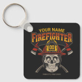 Porte-clés Casque de crâne pompier personnalisé Ax pompier (Recto)