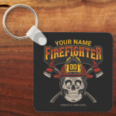 Porte-clés Casque de crâne pompier personnalisé Ax pompier (Recto)