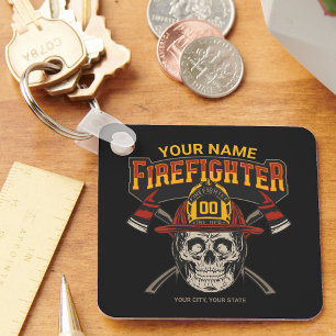 Porte-clés Casque de crâne pompier personnalisé Ax pompier