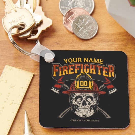 Porte-clés Casque de crâne pompier personnalisé Ax pompier