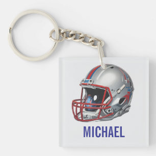 Porte-clés Casque de football de motivation inspirante nom