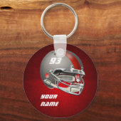 Porte-clés Casque de football gris et rouge (Recto)