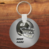 Porte-clés Casque de football noir et argent (Recto)