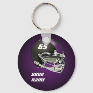 Porte-clés Casque de football noir et violet