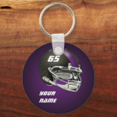 Porte-clés Casque de football noir et violet (Recto)