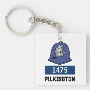 Porte-clés Casque de policier britannique - Ajouter le numéro