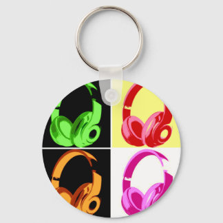 Porte-clés Casque de quatre couleurs Pop Art Tête Téléphone