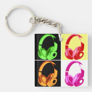 Porte-clés Casque de quatre couleurs Pop Art Tête Téléphone