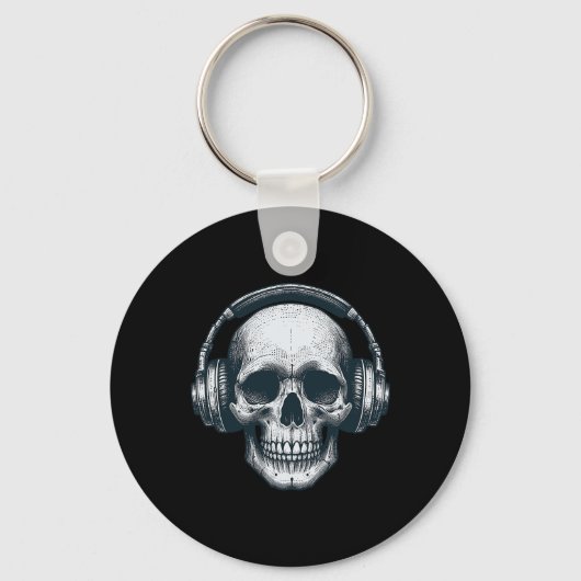 Porte-clés Casque Skeleton Dj Éffrayant Musicien Crâne Hallo (Recto)