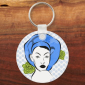 Porte-clés Casquette bleu Polka Dot (Recto)