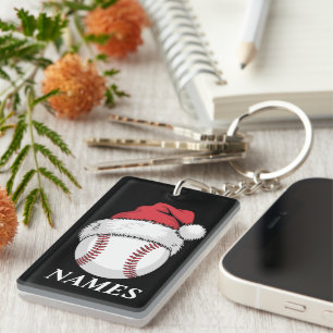 Porte-clés Casquette de Baseball de Noël avec Nom Personnalis
