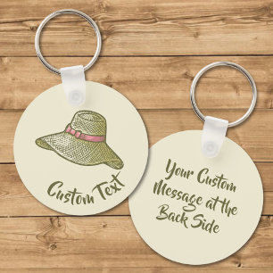 Porte-clés Casquette de paille à main Porte - clé jaune