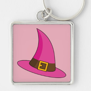 Porte-clés Casquette de sorcière rose