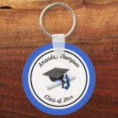 Porte-clés Casquette noire et bleue et Tassel (Recto)