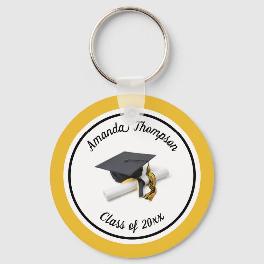 Porte-clés Casquette noire et jaune et bâtonnet (Recto)