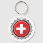 Porte-clés Casquette suisse de bouteille drapeau (Recto)
