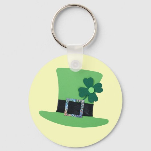 Porte-clés Casquette vert avec trèfle pour la Saint Patrick (Recto)