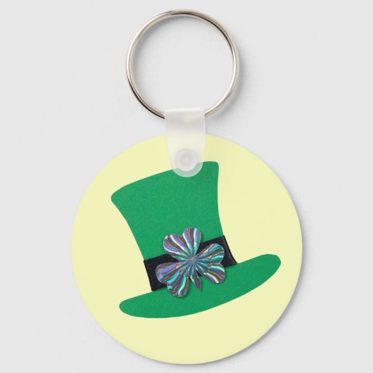 Porte-clés Casquette vert et trèfle argenté pour la Saint Pat (Recto)