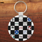 Porte-clés Cassettes de musique Retro Checkerboard (Recto)