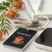 Porte-clés Castor Canada mignon avec feuille d'érable couleur (Devant droit)